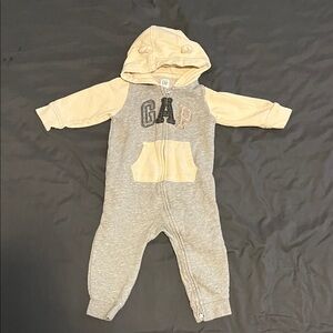GAP Kids Cream and Gray Hooded coverall